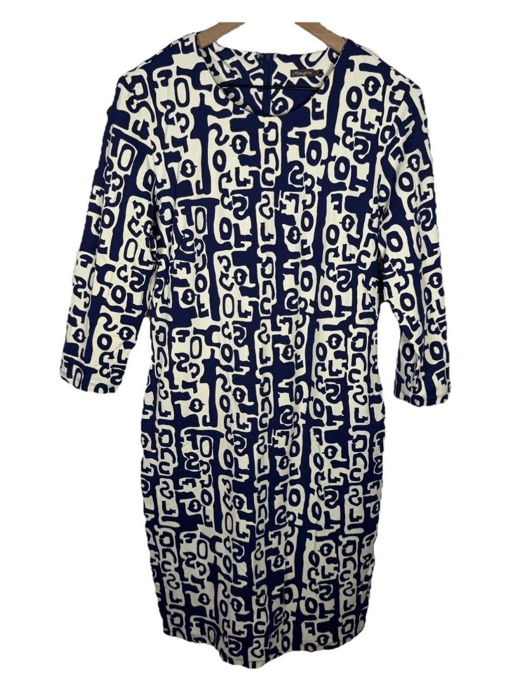 J. McLaughlin Catalina Cloth Midi Dress Printed Resort Artsy Blue White Size L